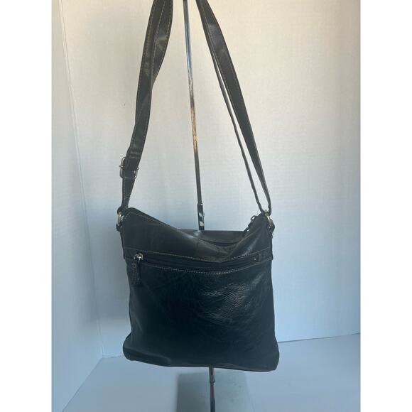 Giani Bernini Black Leather Crossbody Organizer Shoulder Bag Purse - Picture 4 of 13